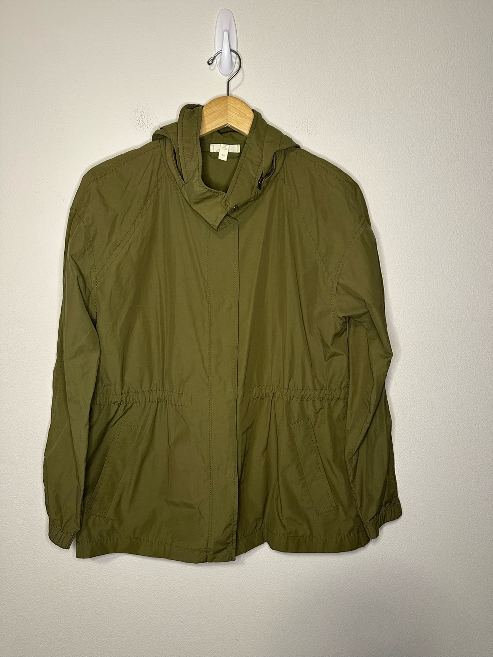 Eileen Fisher organic cotton nylon outerwear army green olive jacket size small - Picture 4 of 8